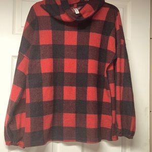 Size large buffalo plaid cowl neck sweater